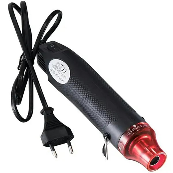 Mini elektromos hőlégfúvó 300 W, 170 °C, 230 V, fekete-piros