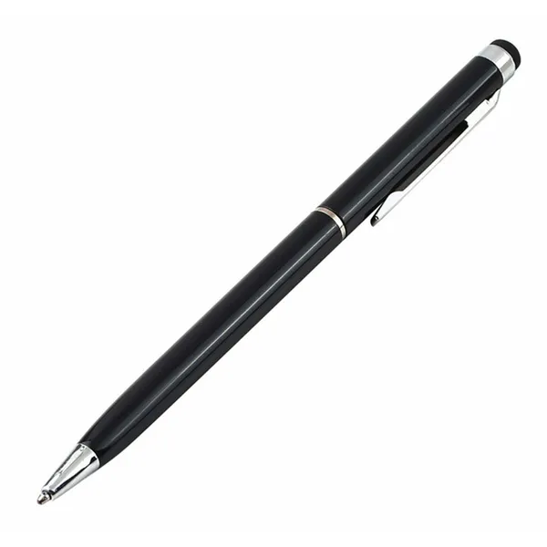 Kapacitív érintőceruza és golyóstoll, fekete tinta, 13,5 cm, fémházas