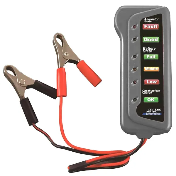 12 V-os autóakkumulátor teszter LED jelzőkkel, PT11