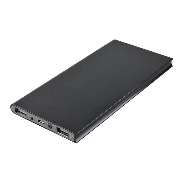 Power bank 20000 mAh, vékony alumínium ház, 2× USB-A, LED, grafitszürke