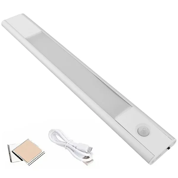 50 cm-es LED lámpa, 38 LED, PIR mozgásérzékelő, akkus, USB-töltés, hideg fehér