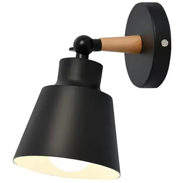 Loft falilámpa, fekete matt fém, E27 foglalat, állítható kar