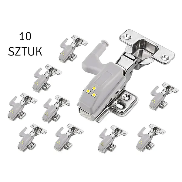 LED zsanérvilágítás szekrényhez, 3 LED, fehér fény, 10 db készlet, A23 elemmel