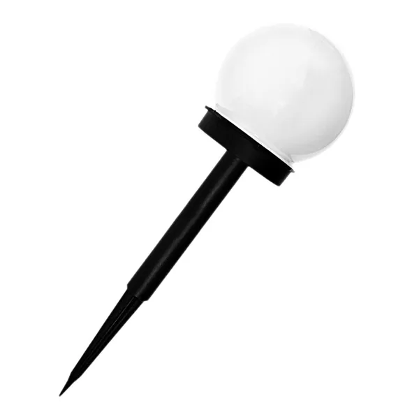 Napelemes kerti LED lámpa, fehér gömb, 10 cm, leszúrható, IP43, 6–8 óra