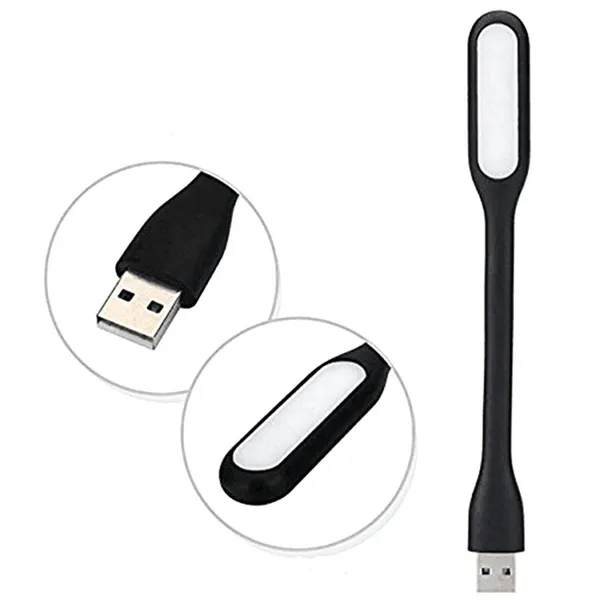 USB laptop lámpa, 6 LED, hajlékony kar, fekete, 16 cm