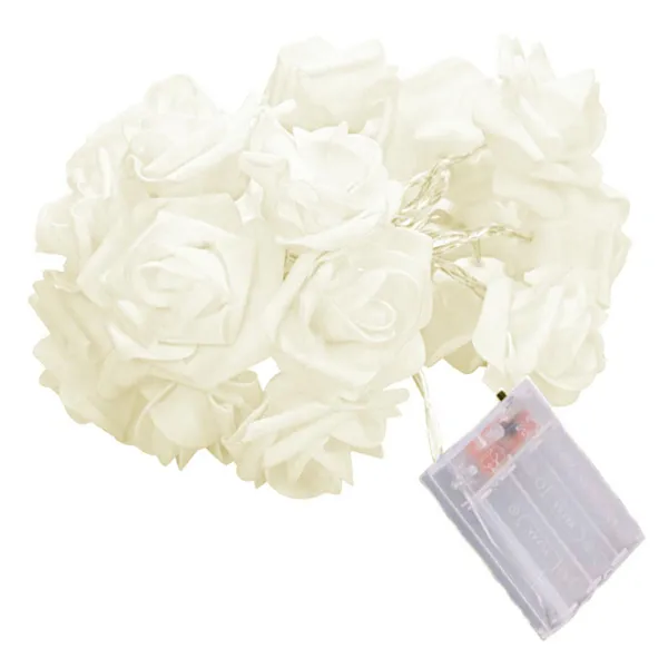 Rózsa LED fényfüzér, 1,5 m, 10 LED, meleg fehér, elemes (2×AA)