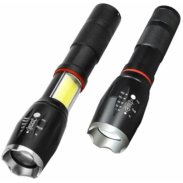 Taktikai LED zseblámpa T6, ZOOM 300 m, IPX4, 18650/AAA, fekete, alumínium ház
