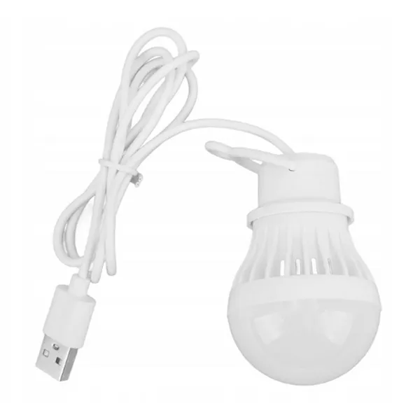 USB-s LED kempinglámpa akasztóval, 2,5 W, fehér, 1 m kábel