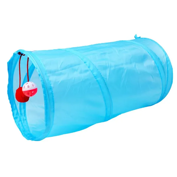 Macska játékalagút 50 cm, Ø 25 cm, kék, poliészter, pop‑up